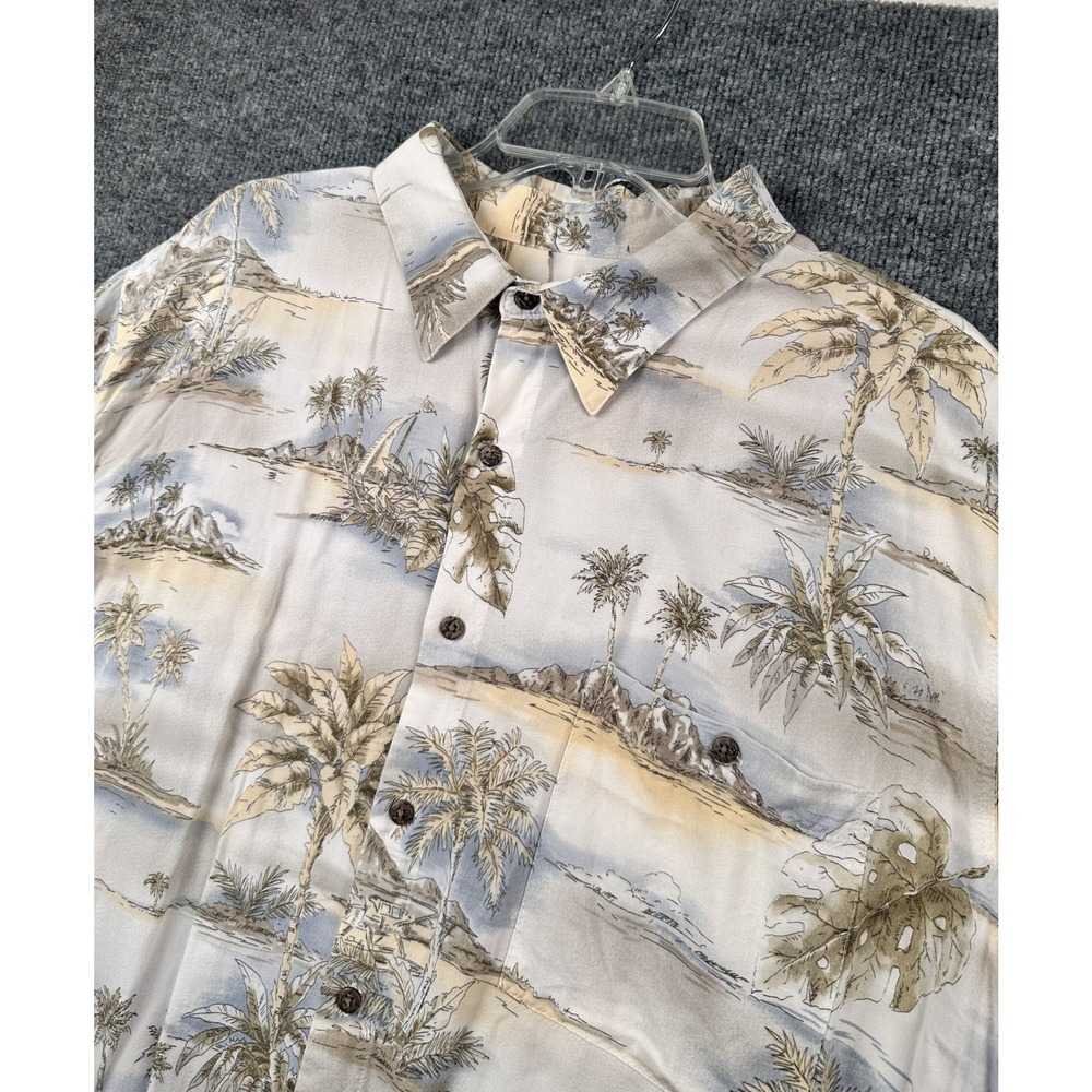 Batik Bay Mens XXL Tropical Island Palm Rayon Short Sleeve Button Down Shirt